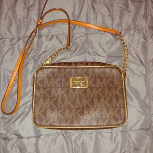 Brown MK logo crossbody